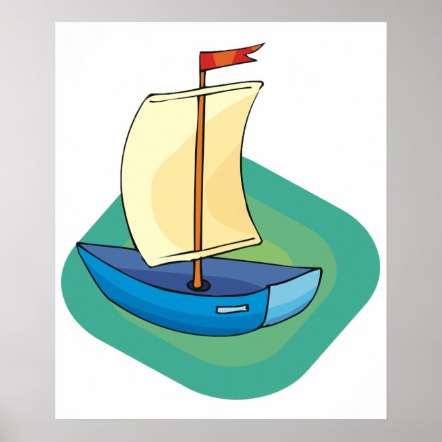 Poster Bateau bleu (Devant)