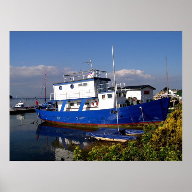 Poster Bateau bleu Isle of Wight (Devant)