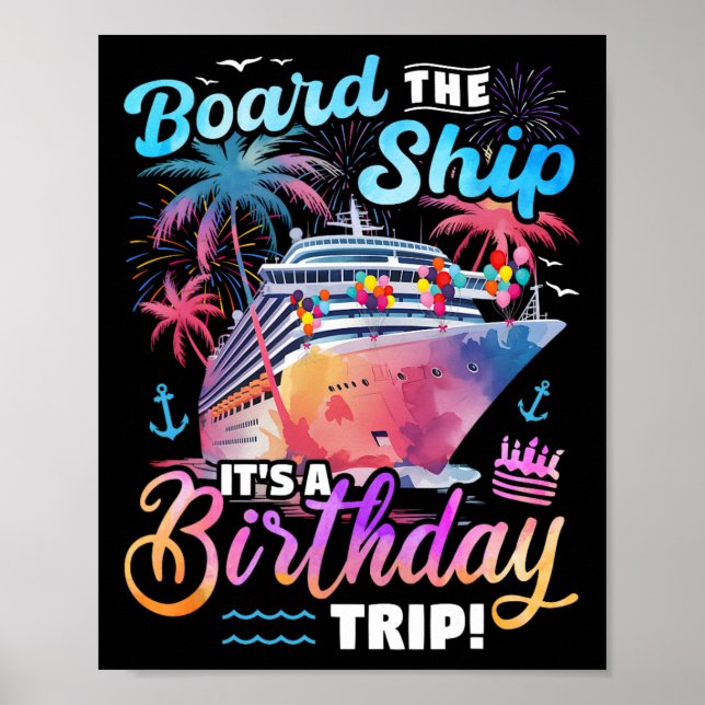 Poster Bateau C'est un anniversaire Voyage croisière Vaca (Devant)