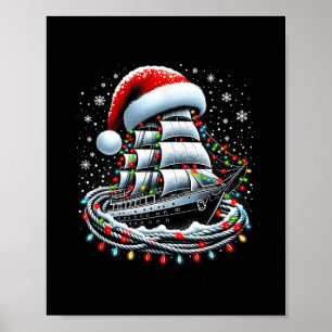 Poster Bateau de croisière de navigation de Noël entouré
