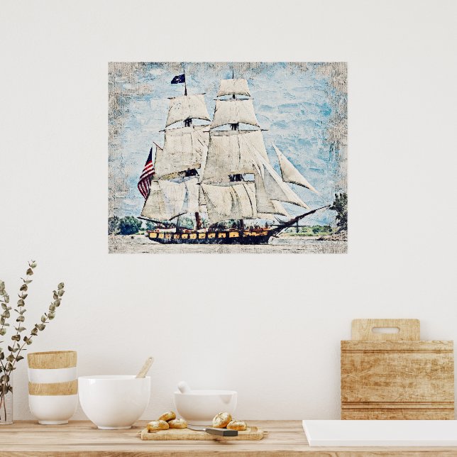Poster Bateau de goélette nautique (Cuisine)