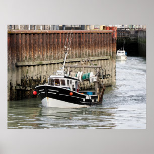 Poster Bateau de pêche au Tréport en France