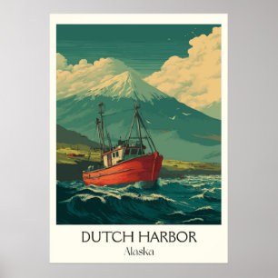 Poster Bateau de pêche de Dutch Harbor en Alaska
