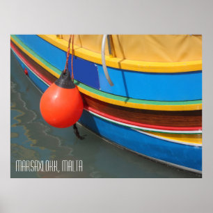 Poster Bateau de pêche en bande Marsaxlokk Harbour Malte