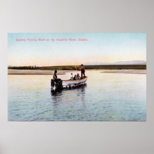Poster Bateau de pêche esquimau sur la rivière