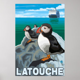 Poster Bateau de pêche et de croisière - Latouche, Alaska