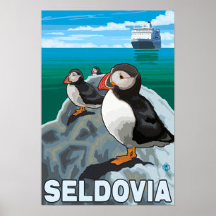 Poster Bateau de pêche et de croisière - Seldovia, Alaska