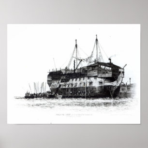 Poster Bateau de prison dans le port de Portsmouth