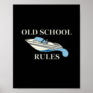 Poster Bateau de ski nautique Lac Amoureux Ancienne École