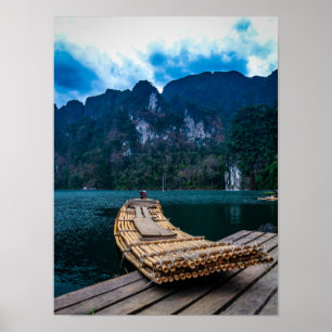 Poster Bateau en bambou dans le parc national Khao Sok Th
