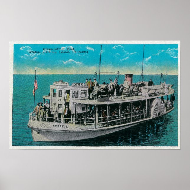 Poster Bateau en fond de verre à Avalon, Catalina Island (Devant)