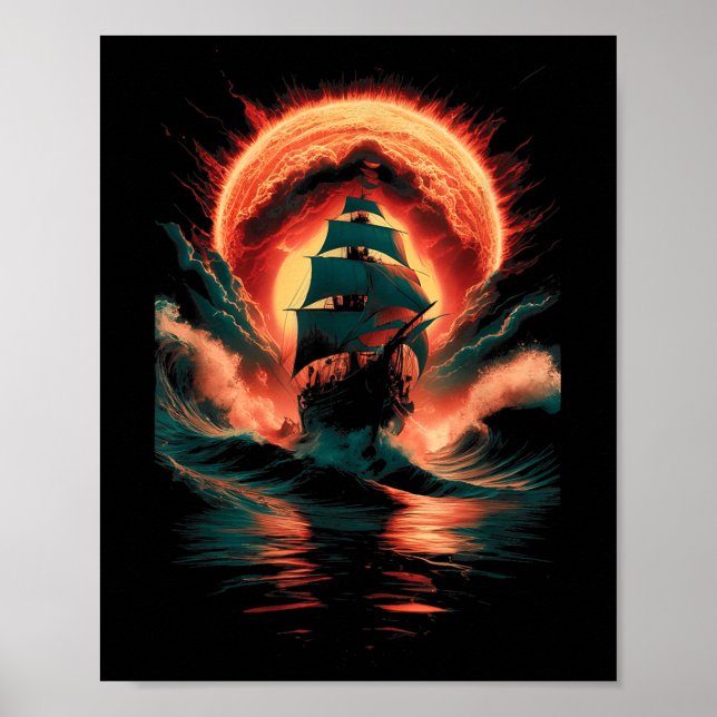 Poster Bateau en mer  (Devant)