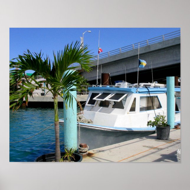 Poster Bateau et pont, Nassau (Devant)