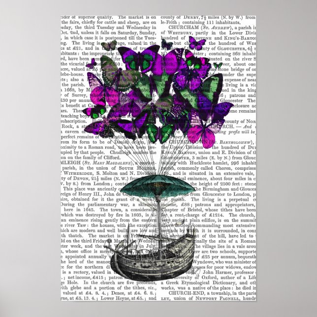 Poster Bateau papillon 2 violet et vert (Devant)