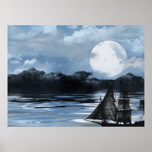 Poster Bateau Phantom Pirate La Nuit (Devant)