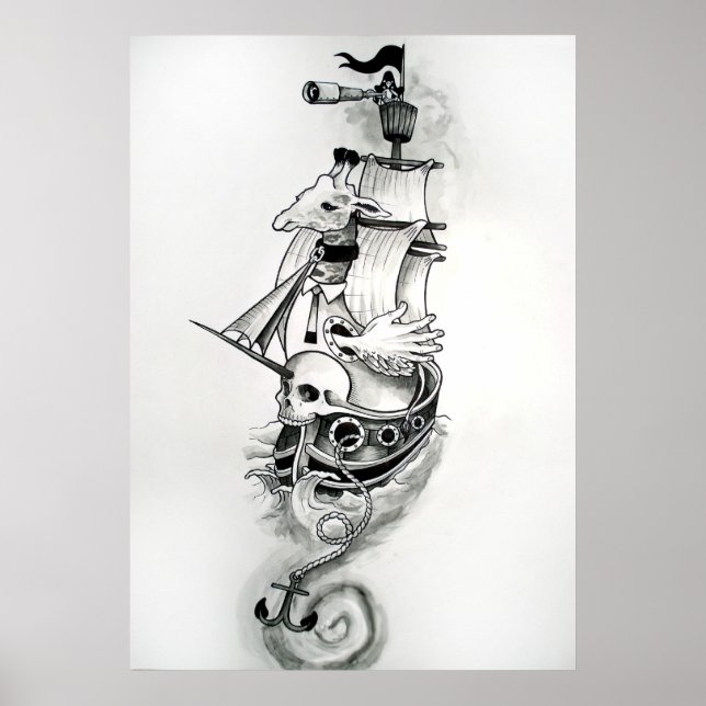 Poster Bateau pirate étrange (Devant)