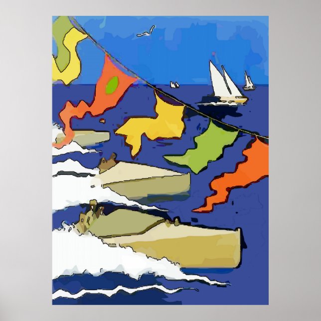 Poster Bateau Regatta, lac Pontchartrain (Devant)