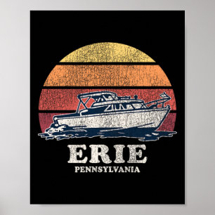 Poster Bateau Rétro des années 70 Erie Pa Bateau Vintage