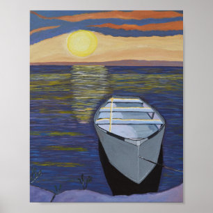 Poster Bateau sur l'affiche de la Rive