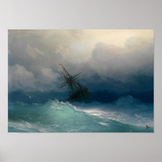 Poster Bateau sur Stormy Seas