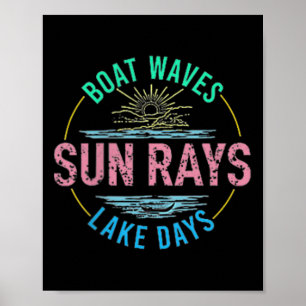Poster Bateau Waves Sun Rays Lake Days les années 70 Rétr
