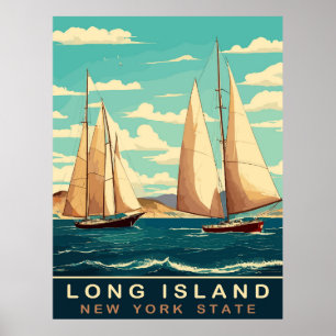 Poster Bateaux à Long Island, NY, Voyage