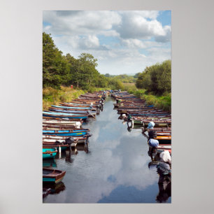 Poster bateaux à rames amarrés au château ross à killarne