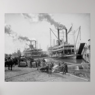 Poster Bateaux à  vapeur chez Vicksburg, 1910. Photo