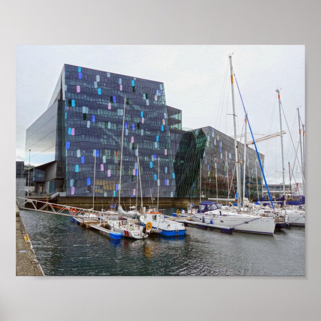 Poster "Bateaux à voile à Harpa Concert Hall, Islande (Devant)