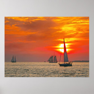 Poster Bateaux à voile à Key West Sunset
