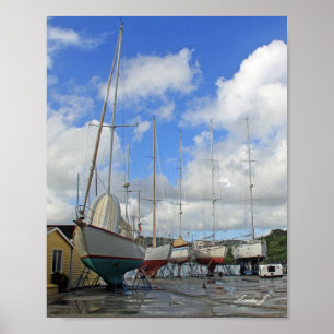 Poster Bateaux à voile à quai sec à Antigua Canvas Imprim