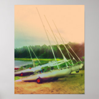 Poster Bateaux à voile sur la plage