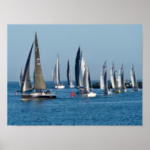 Poster Bateaux À Voiles Entrant Dans La Manche. Marina De