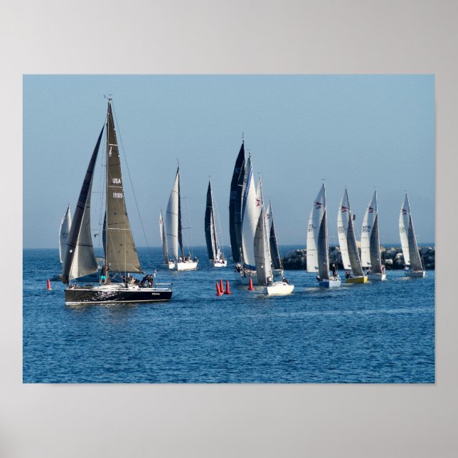 Poster Bateaux À Voiles Entrant Dans La Manche. Marina De (Devant)