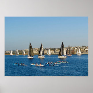 Poster Bateaux À Voiliers Sur La Manche. Marina Del Rey,