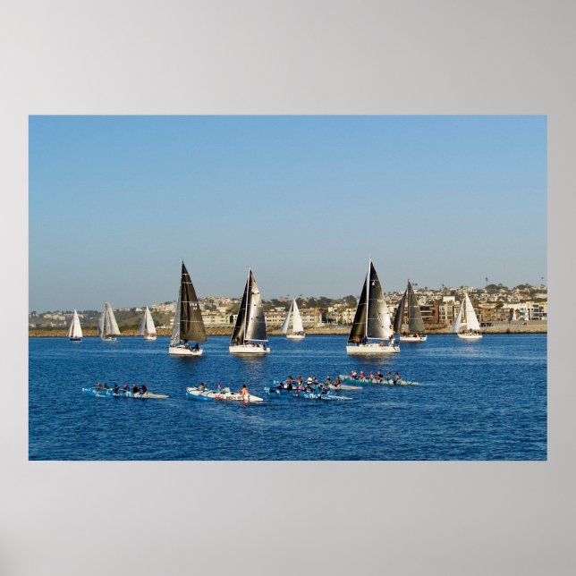Poster Bateaux À Voiliers Sur La Manche. Marina Del Rey,  (Devant)