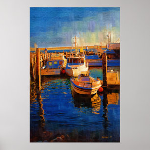 Poster Bateaux, coucher du soleil, baie de Morro, Calif