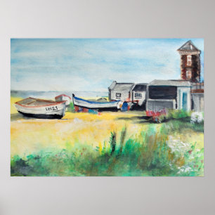 Poster Bateaux d'Aldeburgh sur la plage