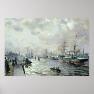 Poster Bateaux de navigation dans le port de Hambourg,