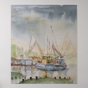 Poster Bateaux De Pêche Dans Rye Harbour East Sussex Engl