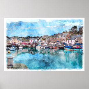 Poster Bateaux de pêche - Port de Padstow, Cornwall, Roya