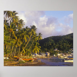 Poster Bateaux de pêche, Soufriere, Sainte-Lucie, Caraïbe