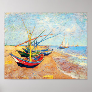 Poster Bateaux de pêche sur la plage de Saintes-Maries