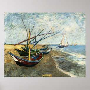 Poster Bateaux de pêche sur la plage de Saints-Maries