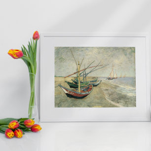 Poster Bateaux de pêche sur la plage par Vincent van Gogh