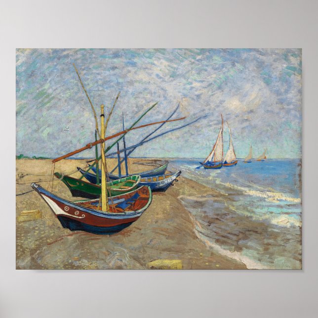 Poster Bateaux de pêche - Vincent Van Gough 1888 (Devant)