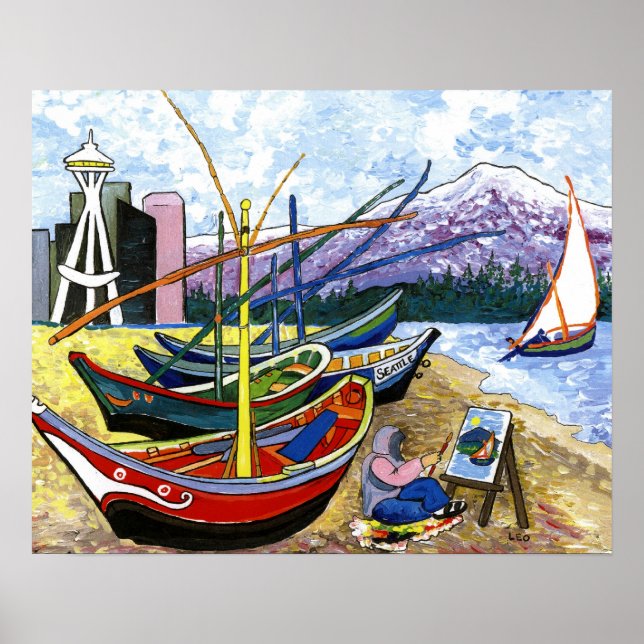 Poster Bateaux de Van Gogh (Devant)