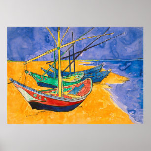 Poster Bateaux de Van Gogh Impressionnisme Plage