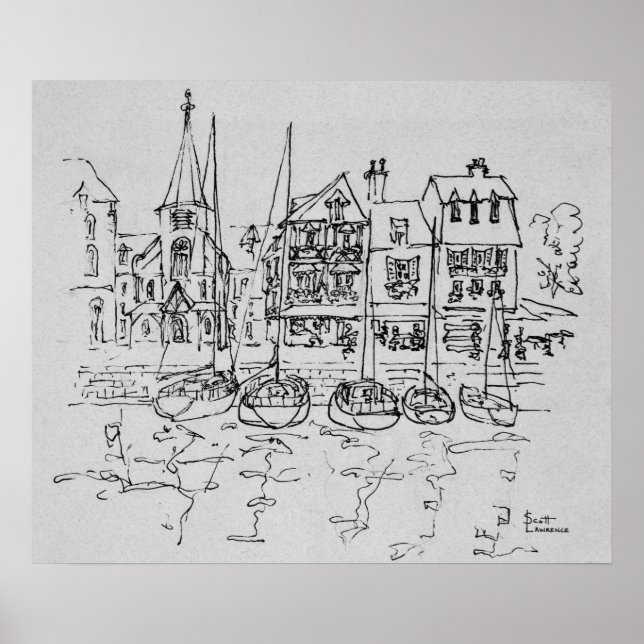 Poster Bateaux du port de Honfleur | Normandie, France (Devant)