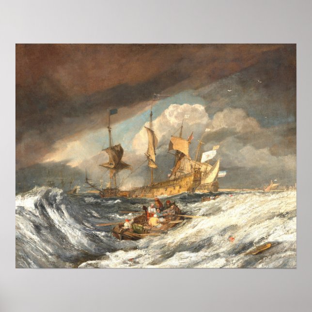 Poster Bateaux effectuant des Ancres William Turner Fine  (Devant)